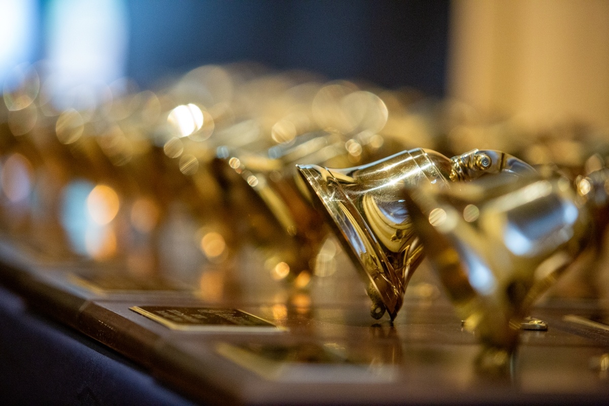 Plaques lined up for grant recipients at the Bell Charitable Foundation luncheon