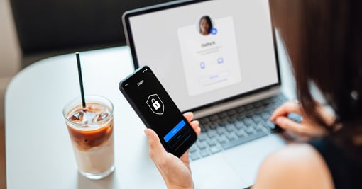 Cybersecurity threats traveling 2 factor authentication woman computer coffee