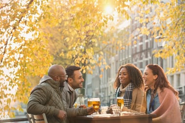 Friends Drinking Beer - Fall